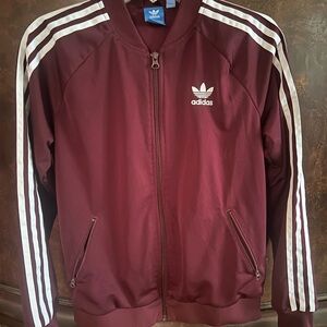 Adidas Burgundy Jacket with White Accents